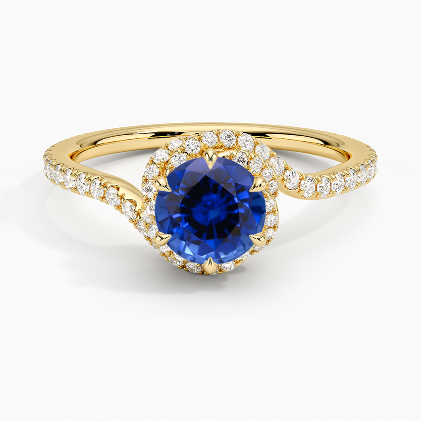 Sapphire Rosita Halo Diamond Ring in 18K Yellow Gold