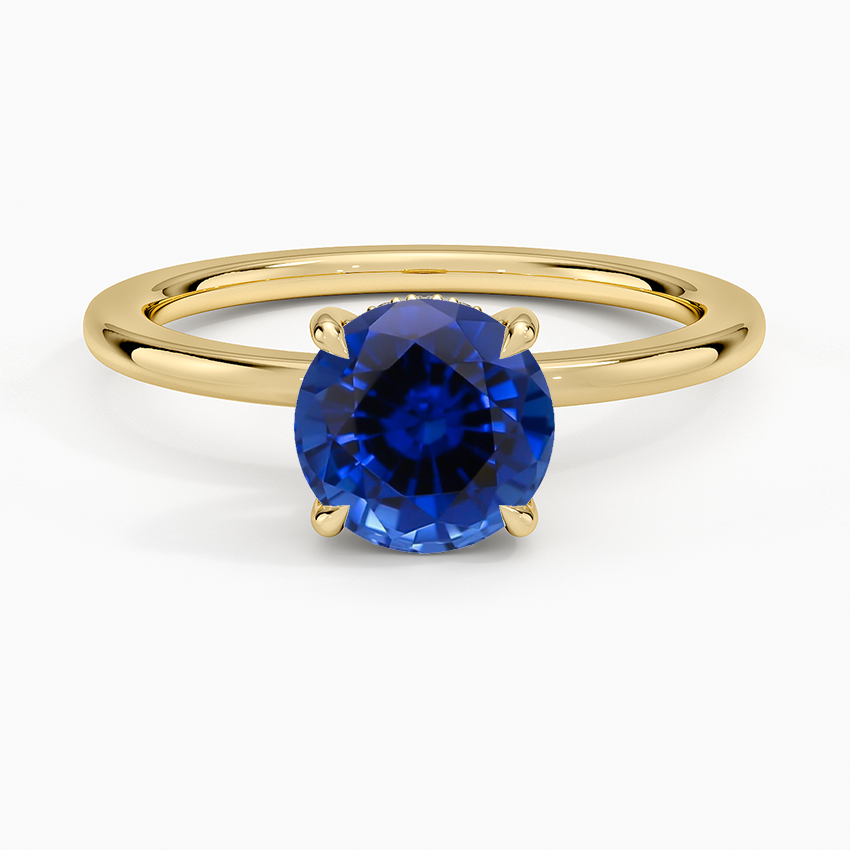 Sapphire Audrey Perfect Fit Hidden Halo Diamond Ring in 18K Yellow Gold