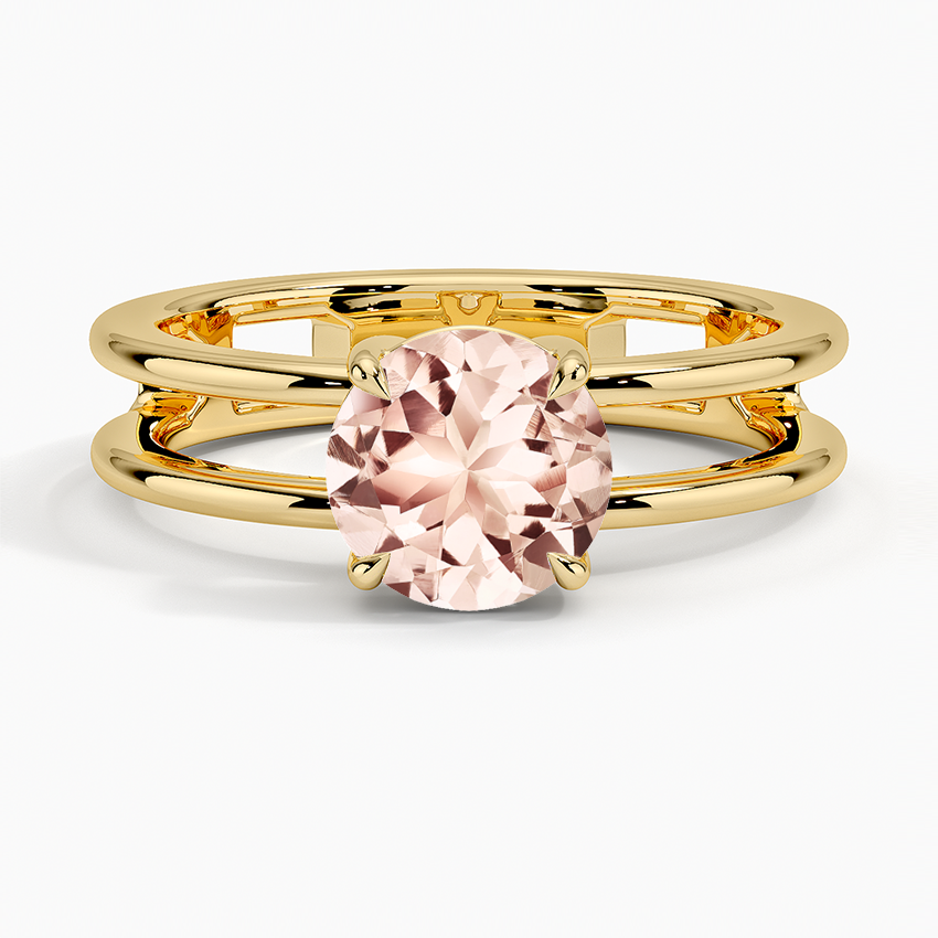 Morganite Aimee Open Double Band Solitaire Ring in 18K Yellow Gold
