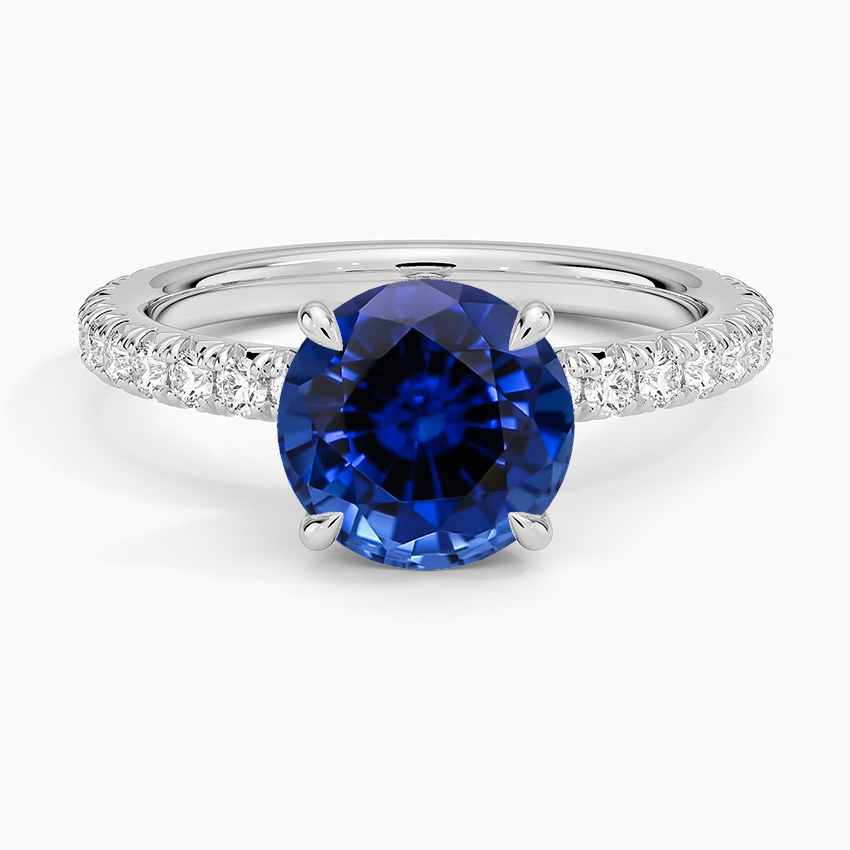 Lab Grown Sapphire Amelie Three-Quarter Coverage Diamond Ring in 18K White Gold