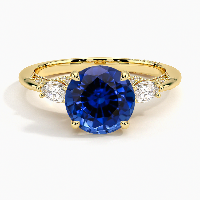 Lab Grown Sapphire Simply Tacori Three Stone Marquise Diamond Ring in 18K Yellow Gold