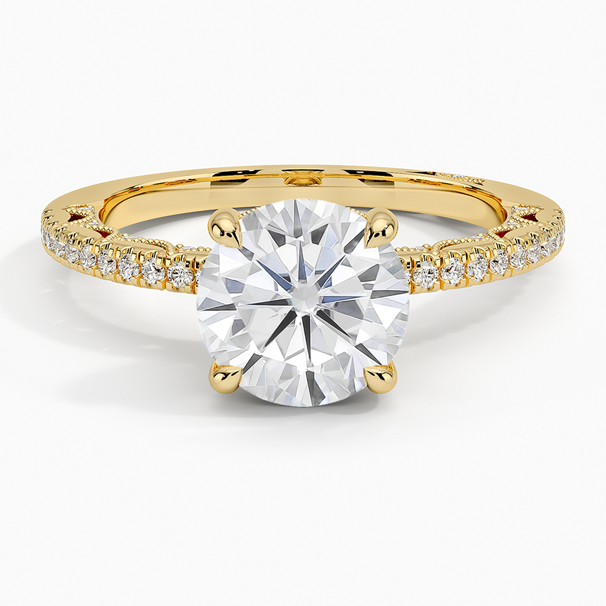 Moissanite Tacori Lunetta Crescent Diamond Ring in 18K Yellow Gold