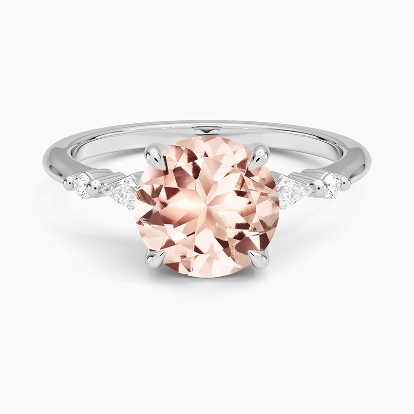 Morganite Soraya Diamond Ring in 18K White Gold