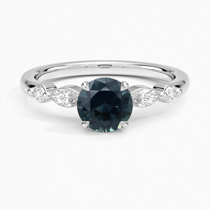 Sapphire Versailles One-Quarter Coverage Diamond Ring in 14K White Gold