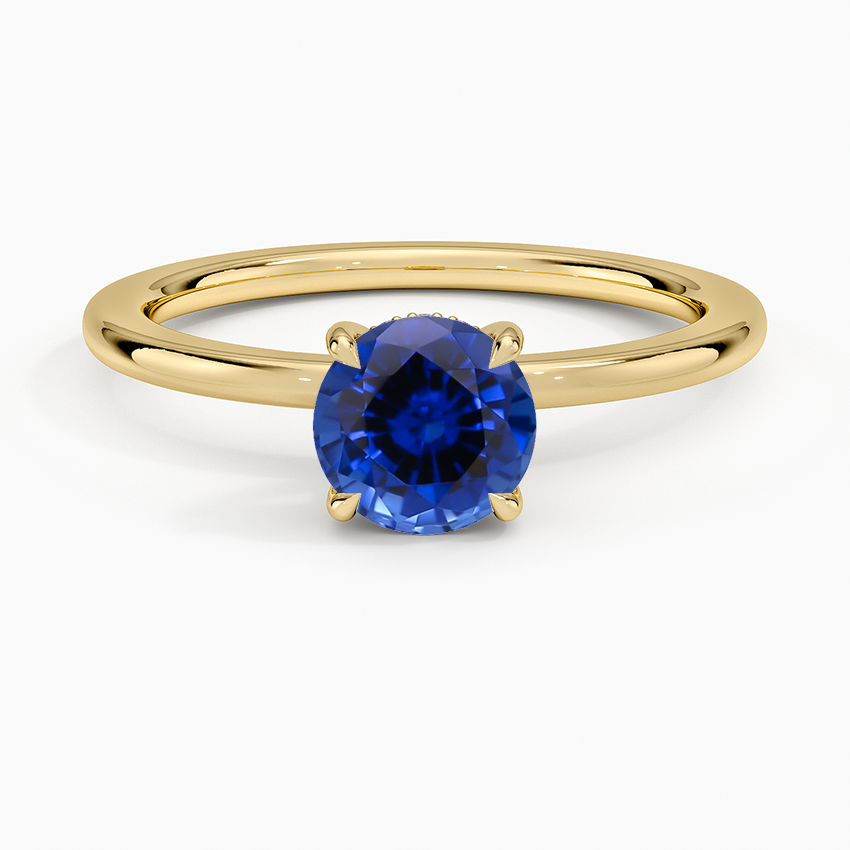 Sapphire Audrey Perfect Fit Hidden Halo Diamond Ring in 18K Yellow Gold