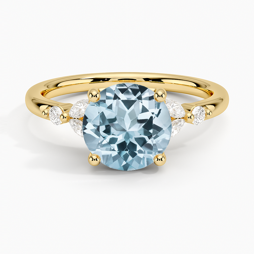 Aquamarine Verbena Diamond Ring in 18K Yellow Gold