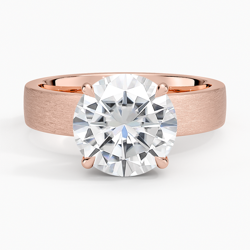 Moissanite Peyton 4mm Satin Finish Solitaire Ring in 14K Rose Gold