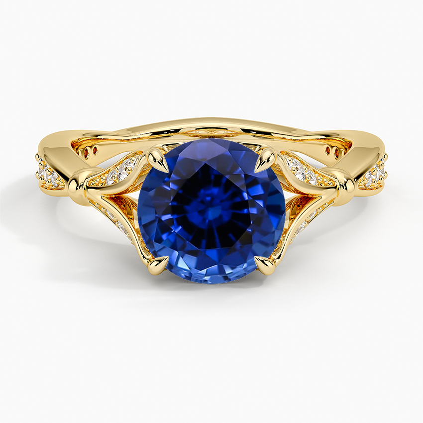 Lab Grown Sapphire Zinnia Diamond Ring (1/3 ct. tw.) in 18K Yellow Gold