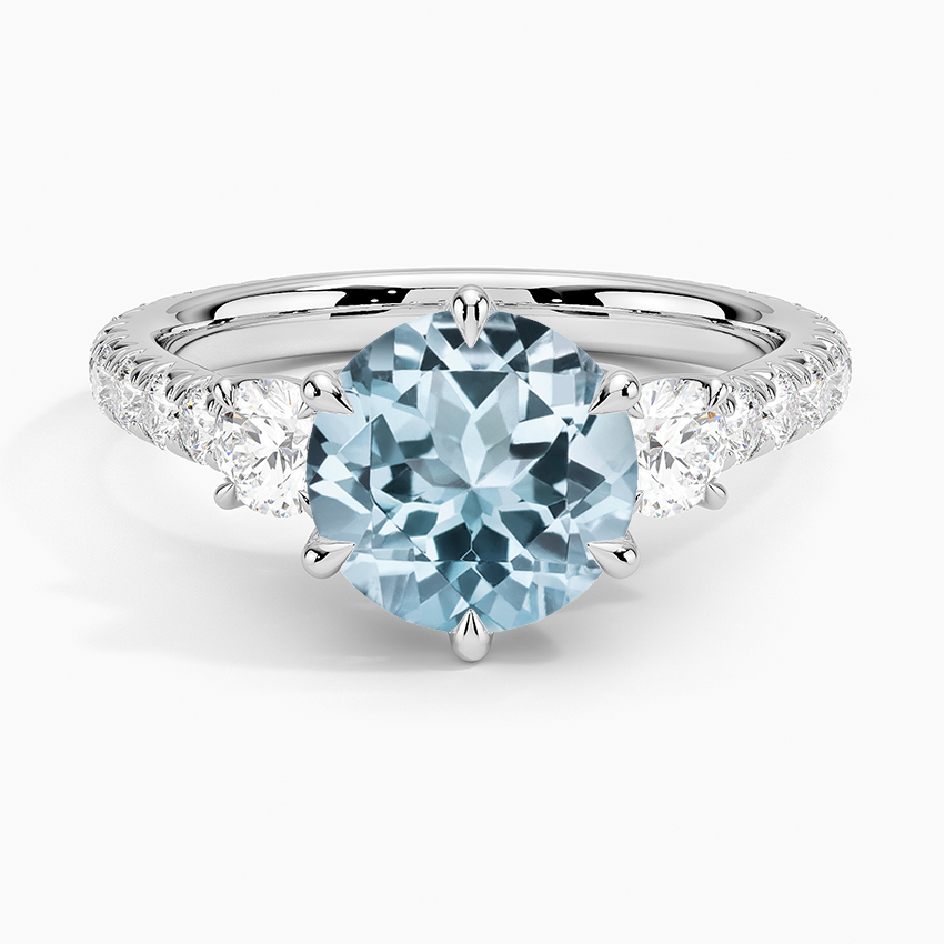 Aquamarine Gramercy Three Stone Diamond Ring (3/4 ct. tw.) in 18K White Gold