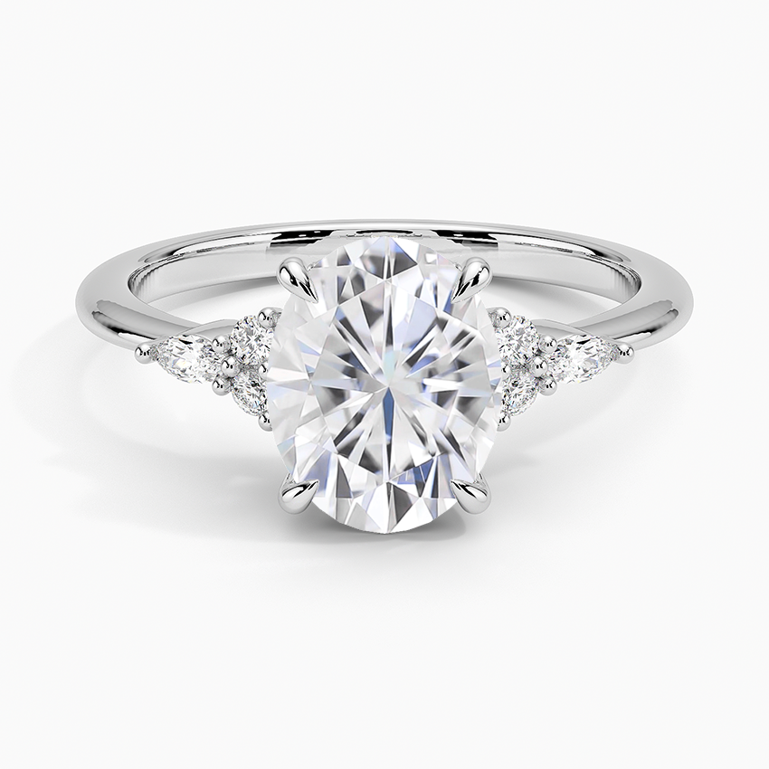 Moissanite Nadia Lab Diamond Ring in 18K White Gold