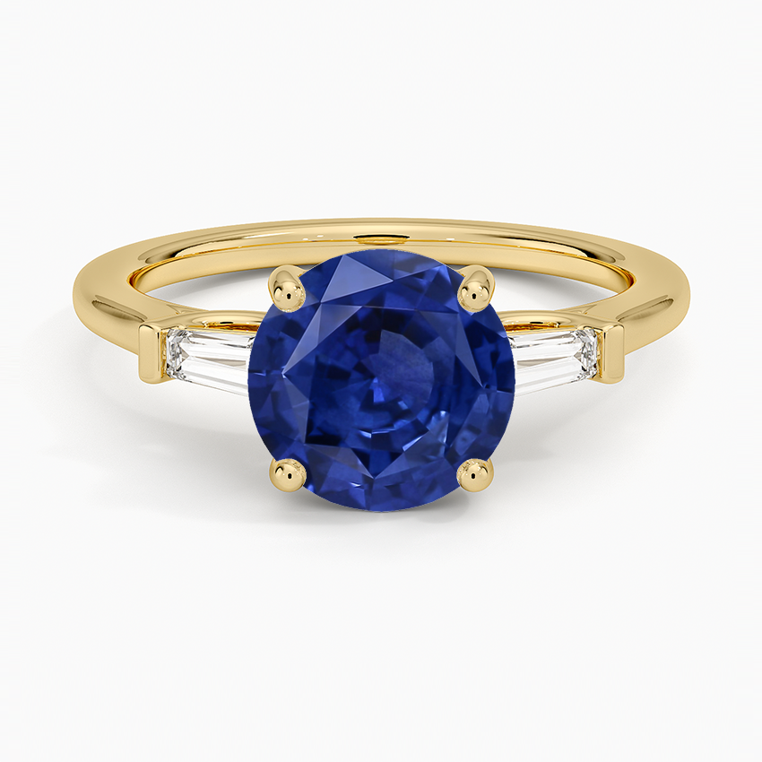 Sapphire Symphony Perfect Fit Tapered Baguette Diamond Ring in 14K Yellow Gold