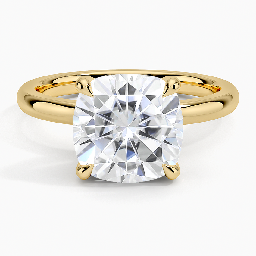 Moissanite Fairmined 2mm Solitaire Ring in 18K Yellow Gold