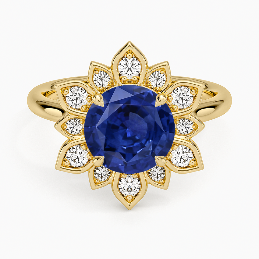 Sapphire Fiore Halo Diamond Ring (1/4 ct. tw.) in 14K Yellow Gold