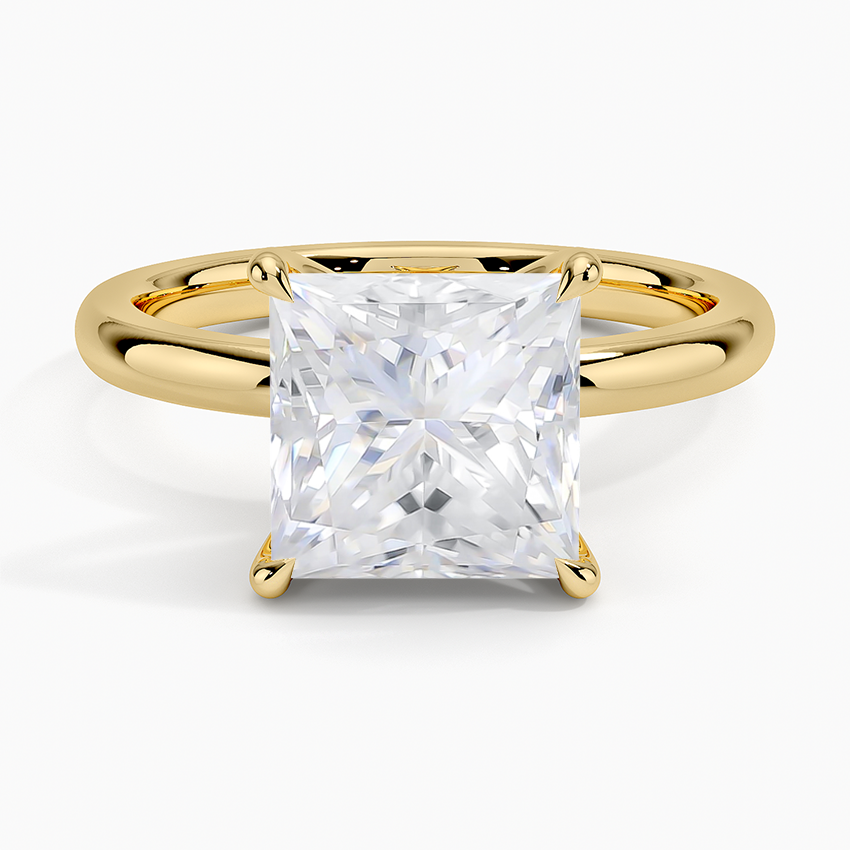 Moissanite Fairmined 2mm Solitaire Ring in 18K Yellow Gold