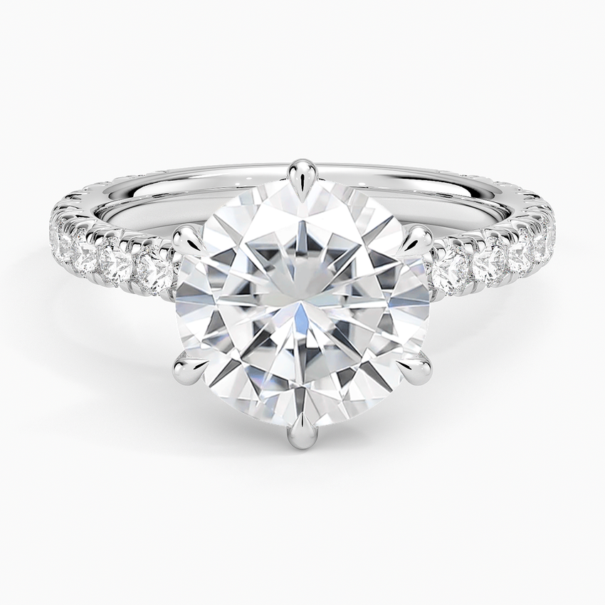 Moissanite Sienna Three-Quarter Coverage Diamond Ring in 14K White Gold
