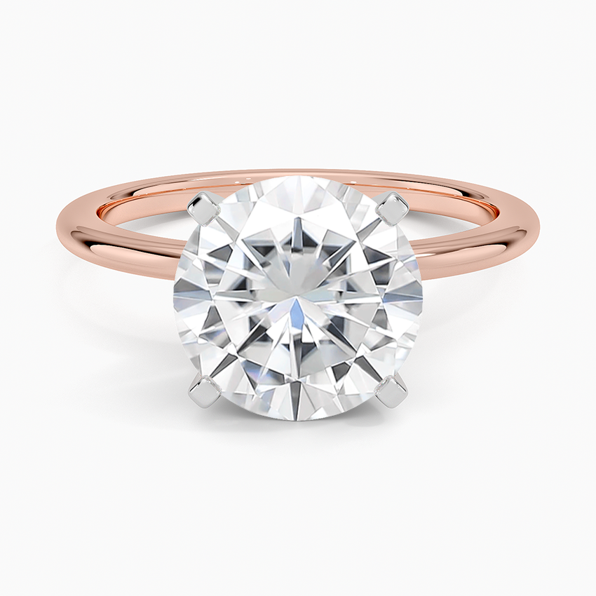Moissanite Four-Prong Comfort Fit 1.5mm Ring in 14K Rose Gold