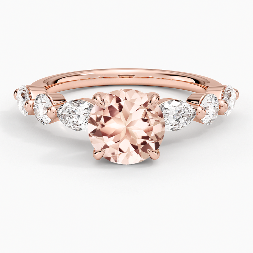 Morganite Grand Versailles Diamond Ring in 14K Rose Gold