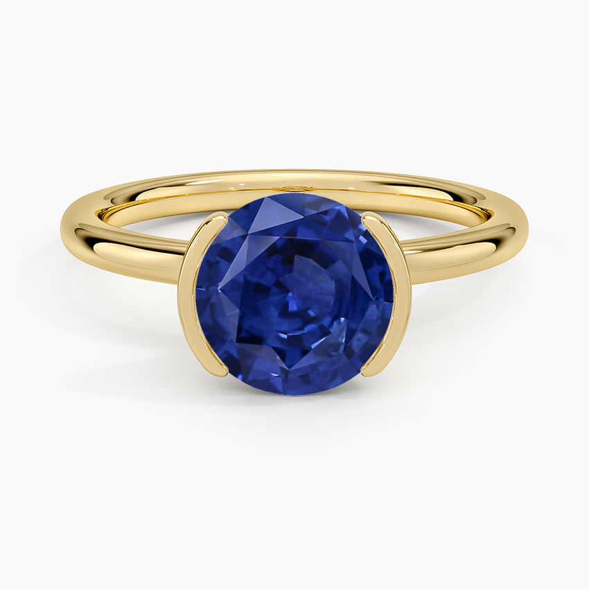Sapphire Annika Semi-Bezel Solitaire Ring in 14K Yellow Gold