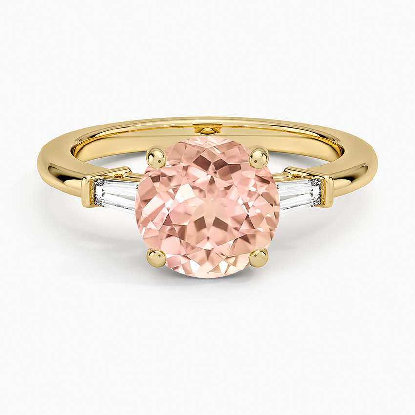 Lab Grown Sapphire Symphony Tapered Baguette Three Stone Diamond Ring (1/5 ct. tw.) in 18K Yellow Gold