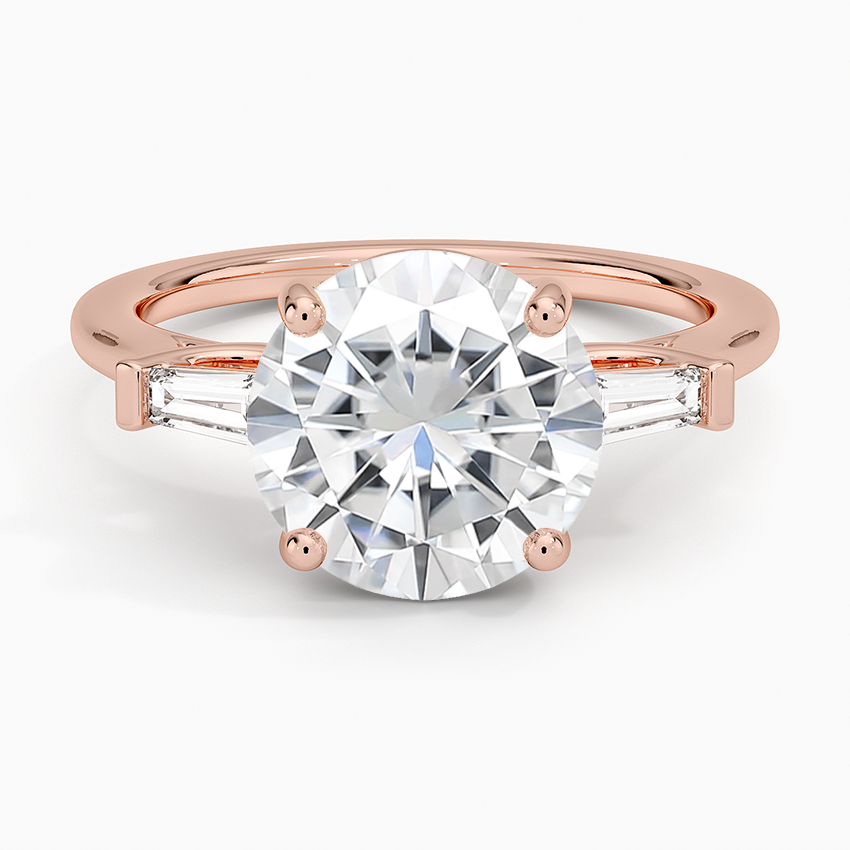 Moissanite Perfect Fit Tapered Baguette Diamond Ring in 14K Rose Gold