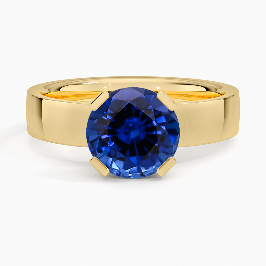 Lab Grown Sapphire Parker Solitaire Ring in 18K Yellow Gold