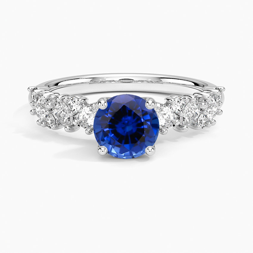Sapphire Olivetta Diamond Ring in 18K White Gold