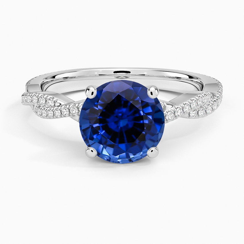 Lab Grown Sapphire Petite Luxe Twisted Vine Diamond Ring (1/4 ct. tw.) in 18K White Gold
