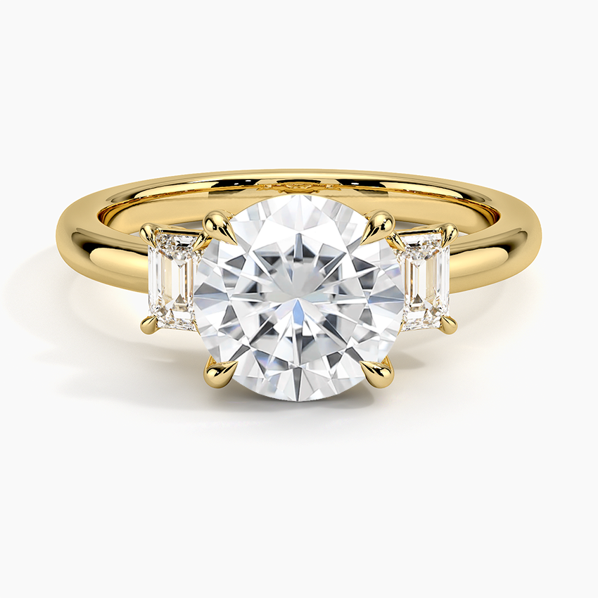 Moissanite Petite Rhiannon Three Stone Diamond Ring (1/4 ct. tw.) in 18K Yellow Gold