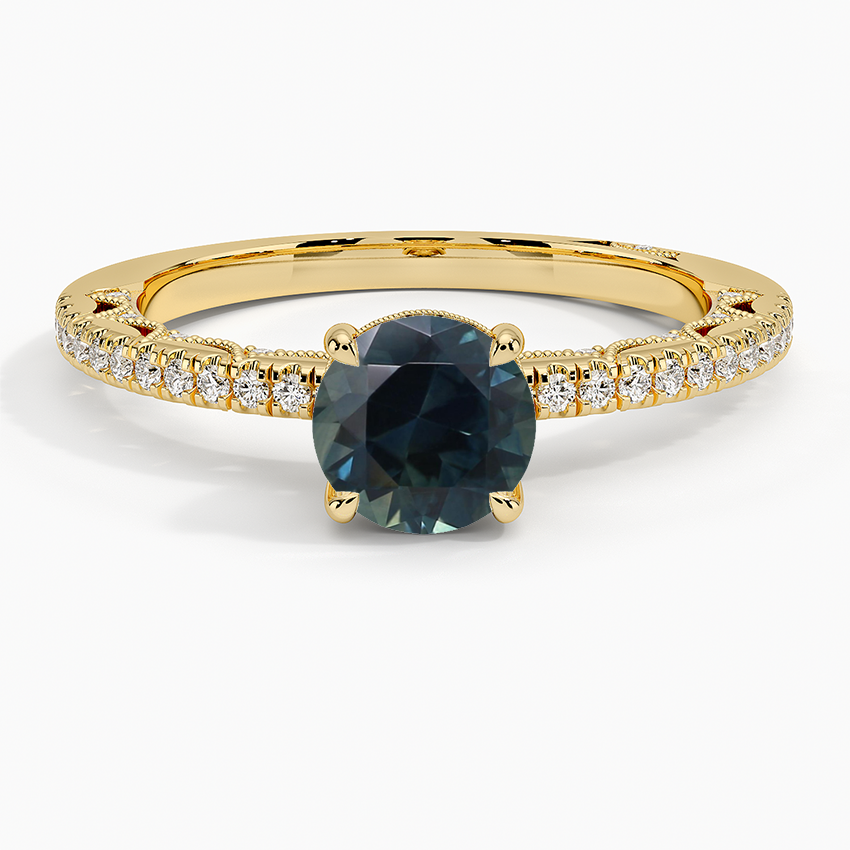 Sapphire Tacori Lunetta Crescent Diamond Ring in 18K Yellow Gold