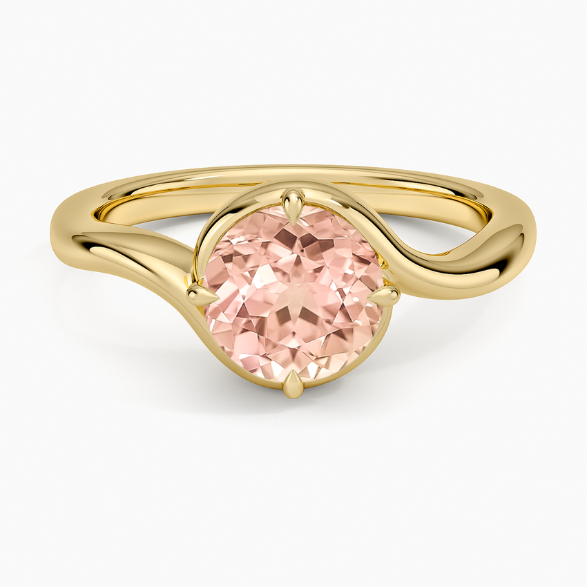 Lab Grown Sapphire Bezel Bypass Solitaire Diamond Ring in 18K Yellow Gold