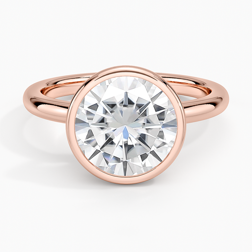 Moissanite Julietta Bezel Solitaire Ring in 14K Rose Gold