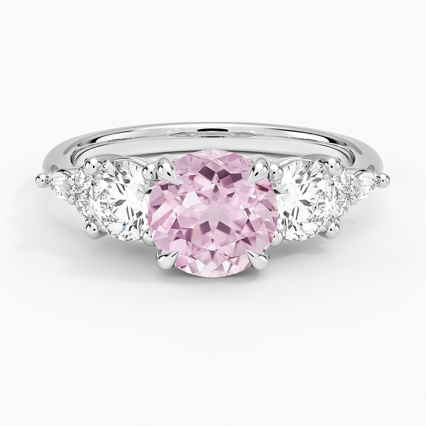 Lab Grown Sapphire Luxe Nadia Three Stone Diamond Ring in 18K White Gold