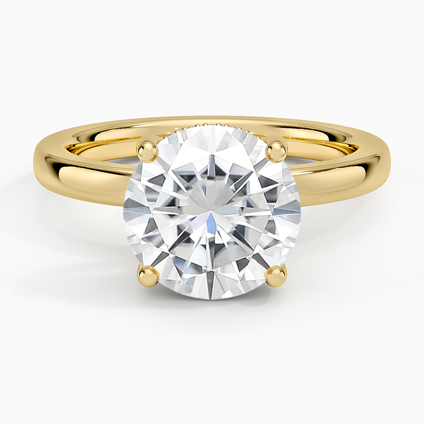 Moissanite Sydney Perfect Fit Hidden Halo 2mm Diamond Ring in 14K Yellow Gold