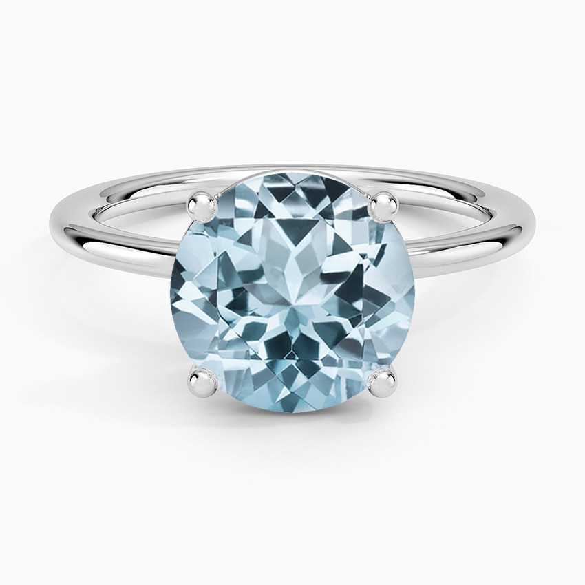 Aquamarine Gwen Perfect Fit Solitaire Ring in 14K White Gold