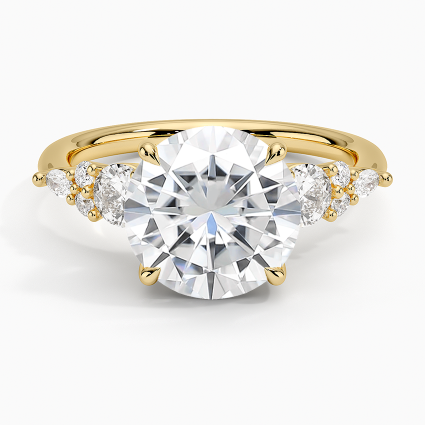 Moissanite Nadia Three Stone Diamond Ring in 14K Yellow Gold