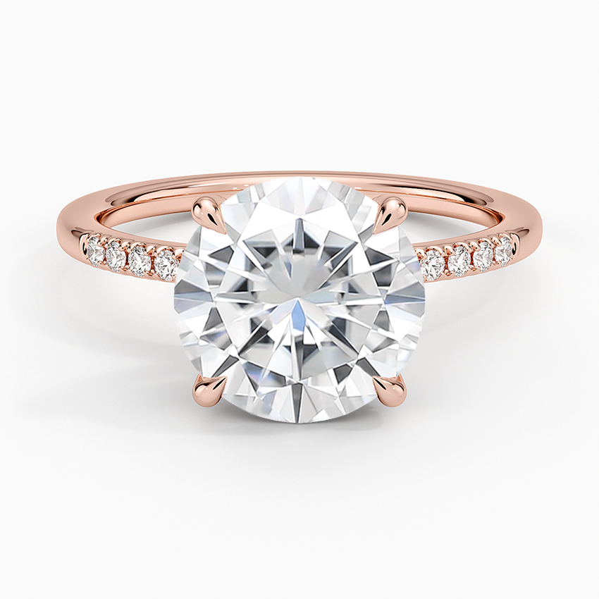 Moissanite Viviana One-Quarter Coverage Diamond Ring in 14K Rose Gold
