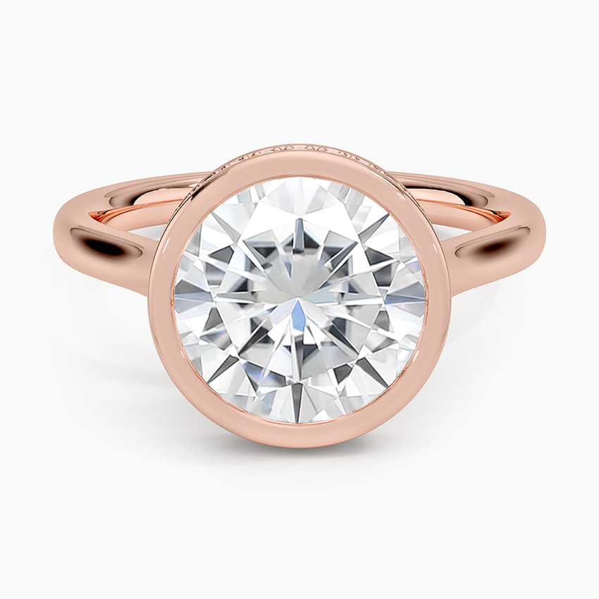 Moissanite Luna Hidden Halo Diamond Ring in 14K Rose Gold