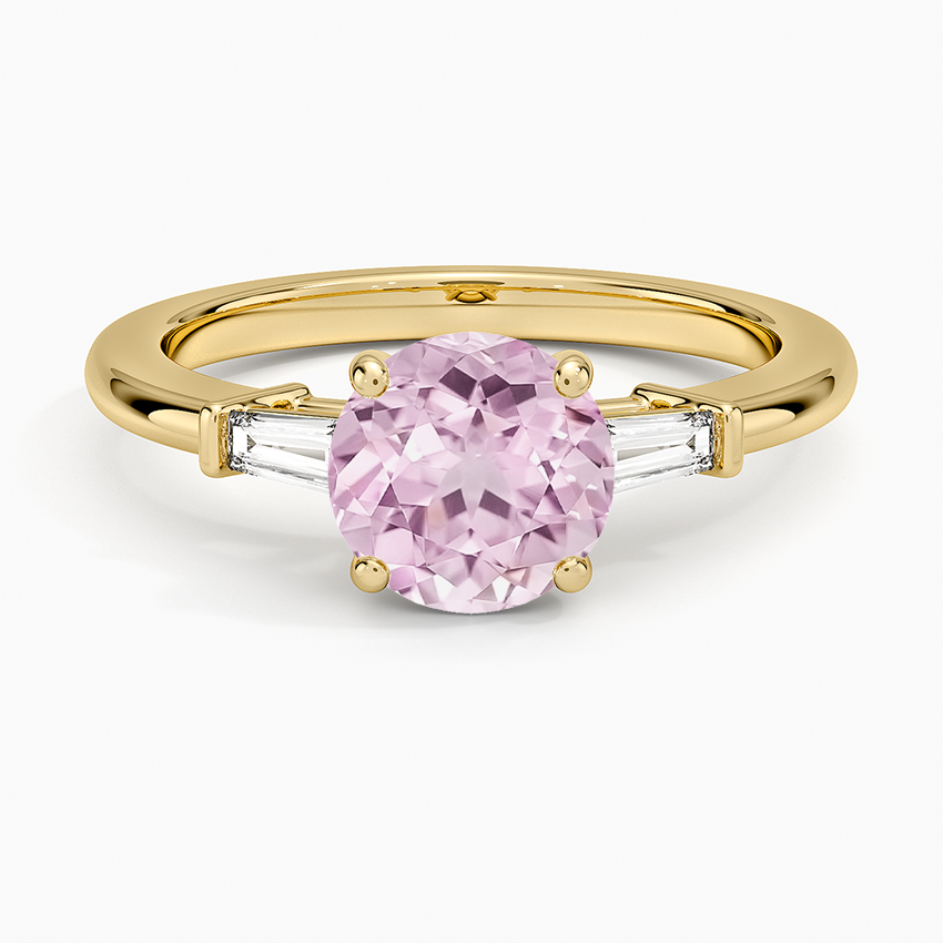 Lab Grown Sapphire Symphony Tapered Baguette Three Stone Diamond Ring (1/5 ct. tw.) in 14K Yellow Gold
