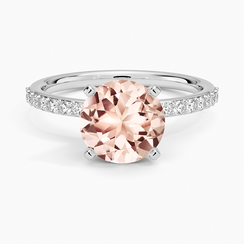 Morganite Petite Shared Prong Diamond Ring (1/4 ct. tw.) in 18K White Gold