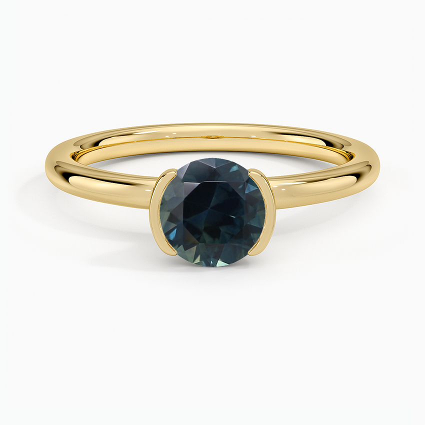 Sapphire Annika Half Bezel Solitaire Ring in 18K Yellow Gold