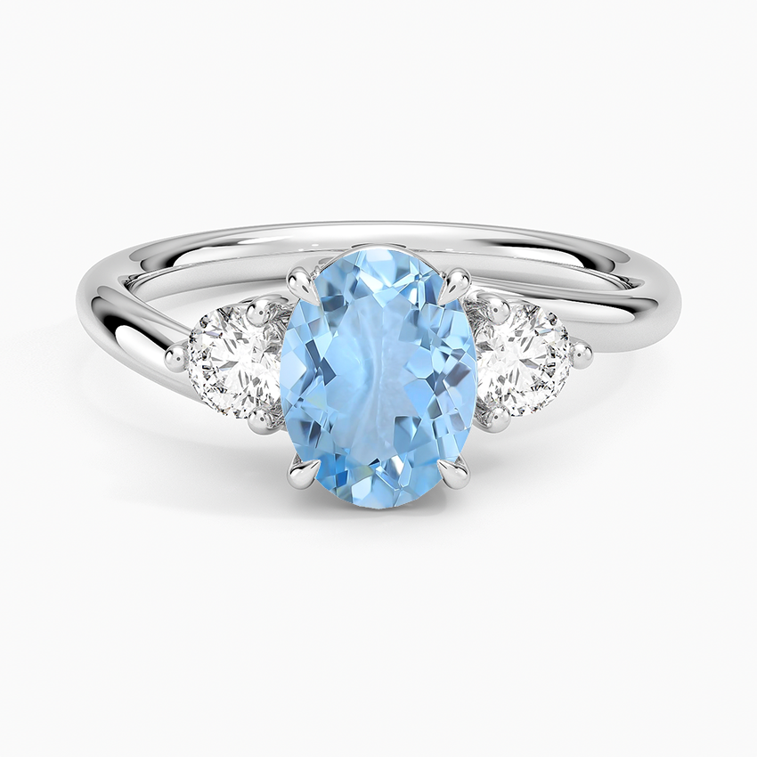 Aquamarine Atelier Three Stone Diamond Ring (1/3 Ct. Tw.) in 18K White Gold