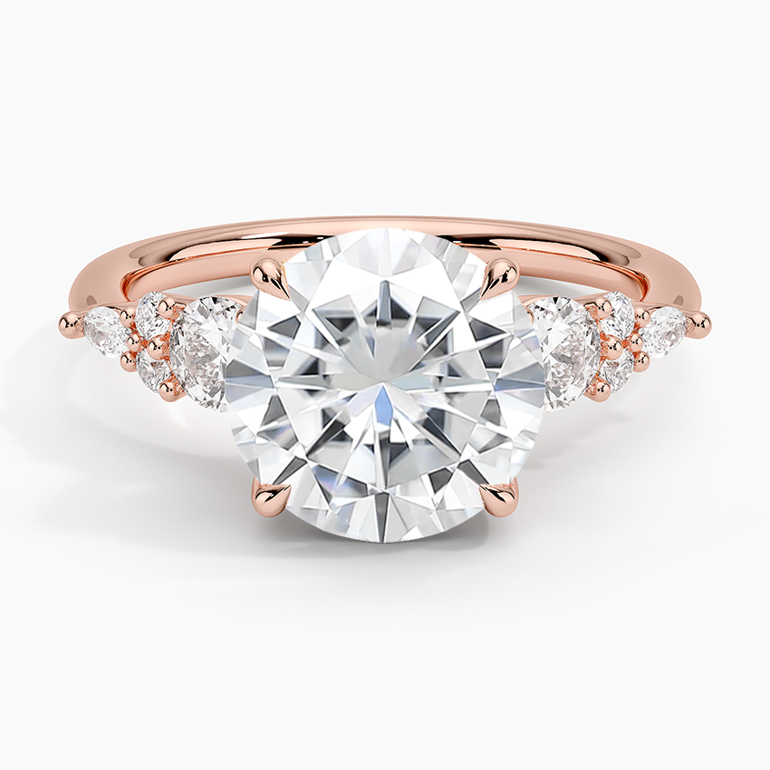 Moissanite Nadia Three Stone Diamond Ring in 14K Rose Gold
