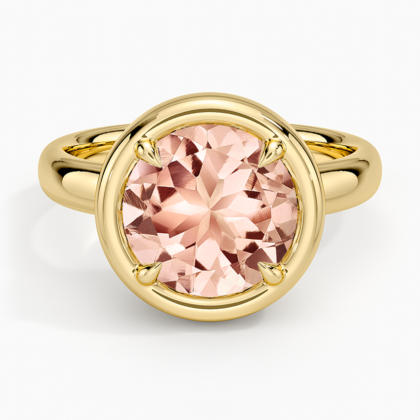 Morganite Andrea Bezel Prong Ring in 14K Yellow Gold