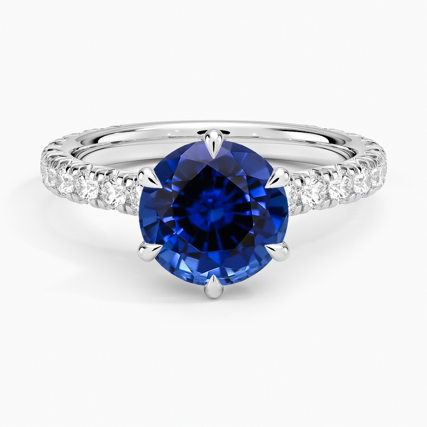 Lab Grown Sapphire Sienna Three-Quarter Coverage Diamond Ring in 18K White Gold