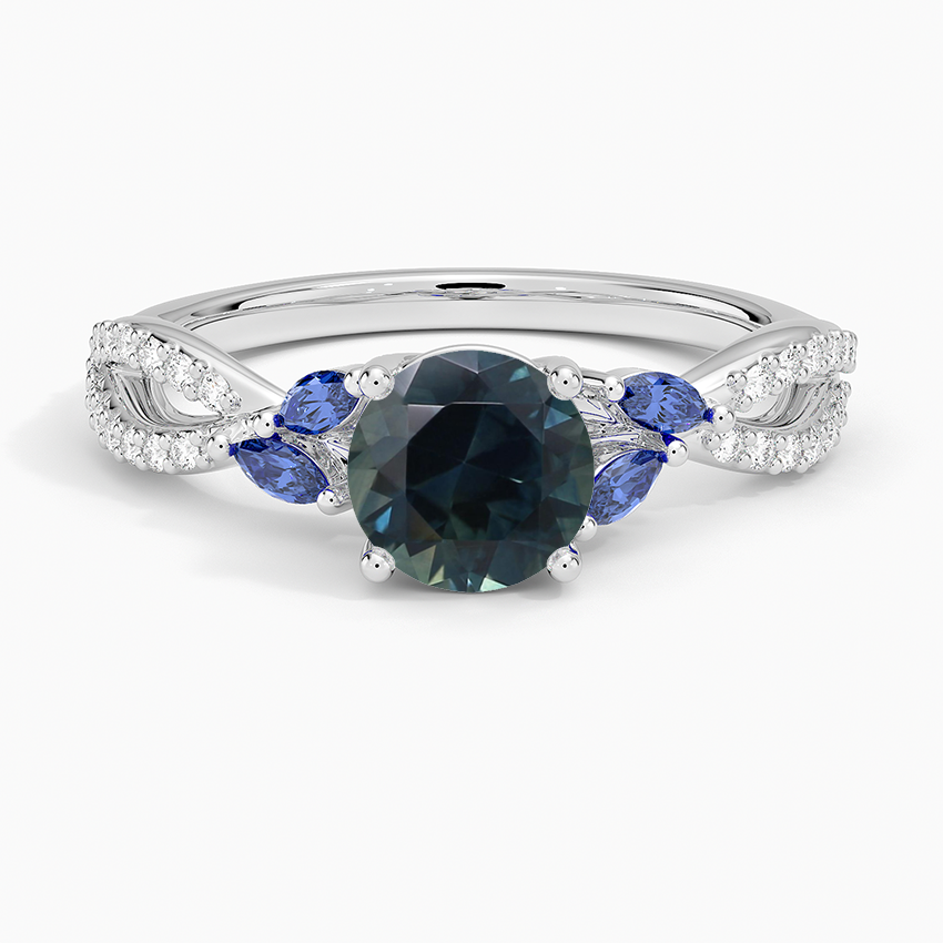 Sapphire Luxe Willow Sapphire and Diamond Ring (1/8 ct. tw.) in 14K White Gold