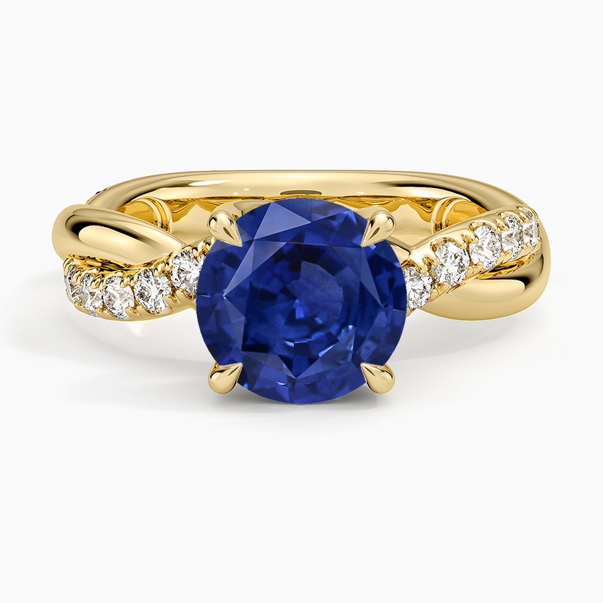 Sapphire Cascade Twisted Diamond Ring in 18K Yellow Gold