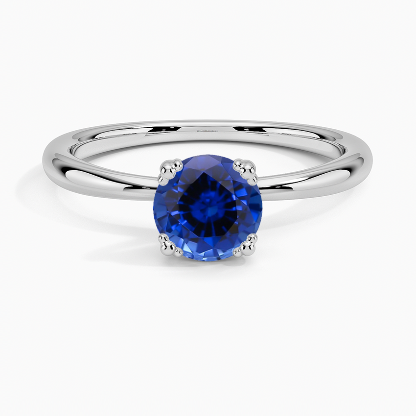 Sapphire Freesia Triple-Prong Solitaire Ring in 18K White Gold