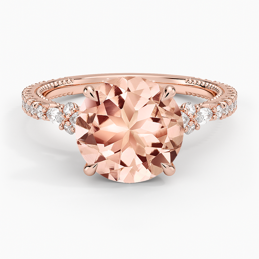 Morganite Primrose Diamond Ring in 14K Rose Gold