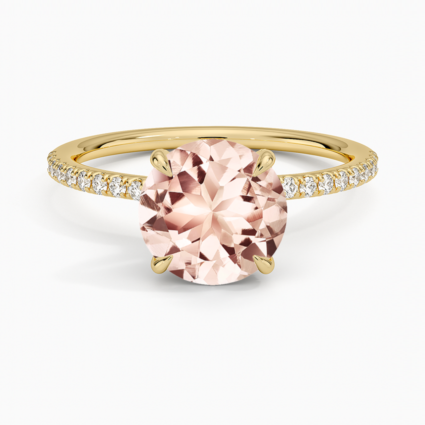 Morganite Entwined Diamond Ring in 18K Yellow Gold
