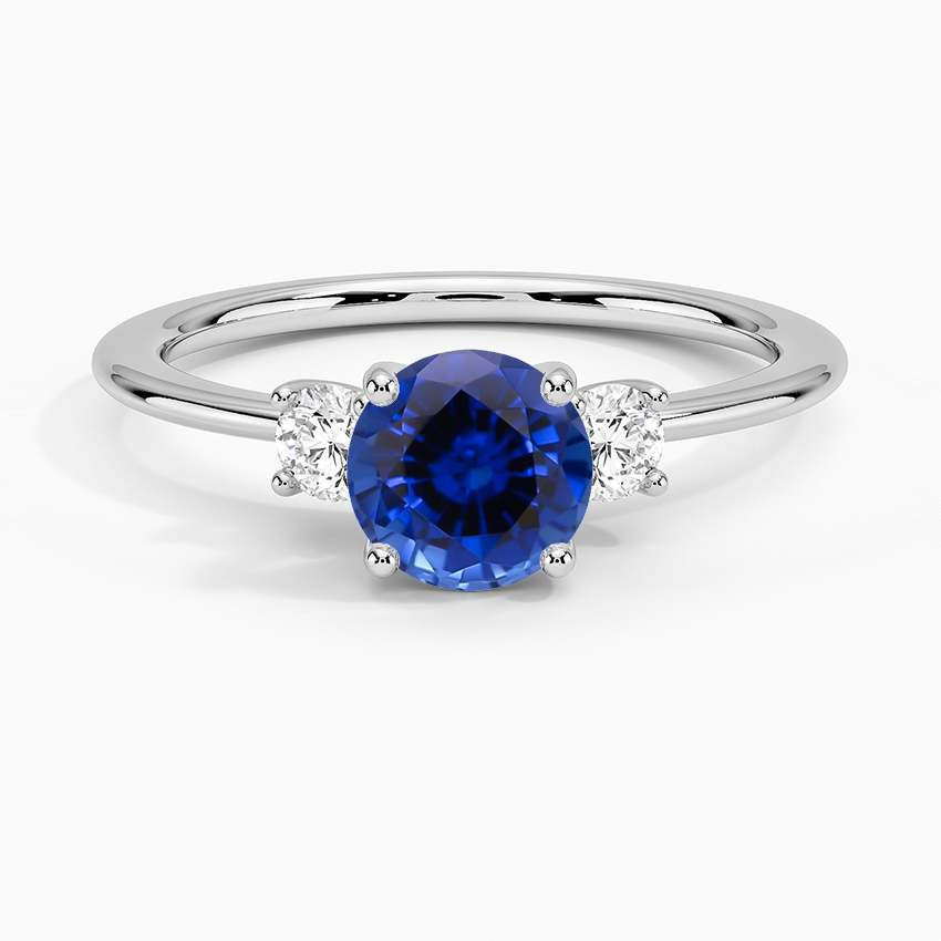 Sapphire Aimee Three Stone Diamond Ring in 18K White Gold